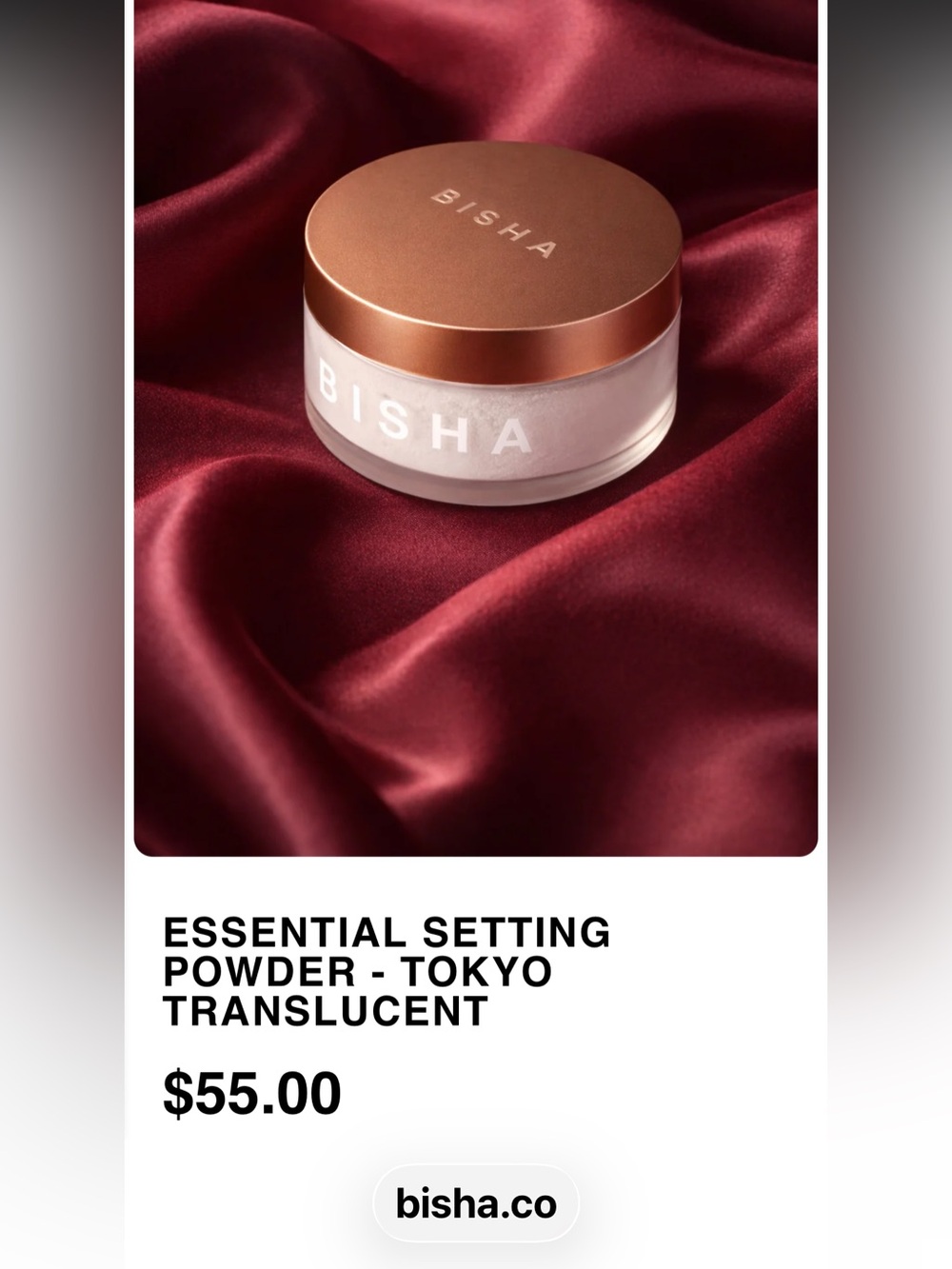 BNIB by BISHA Translucent Setting Powder with Rose Gold Lid